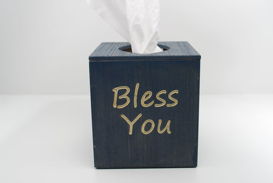 Bless You Wood Tissue Box Cover