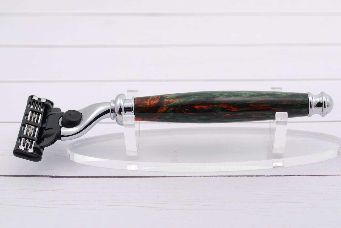 Mach3 Razor - Chrome with a Green and Russett Resin Handle