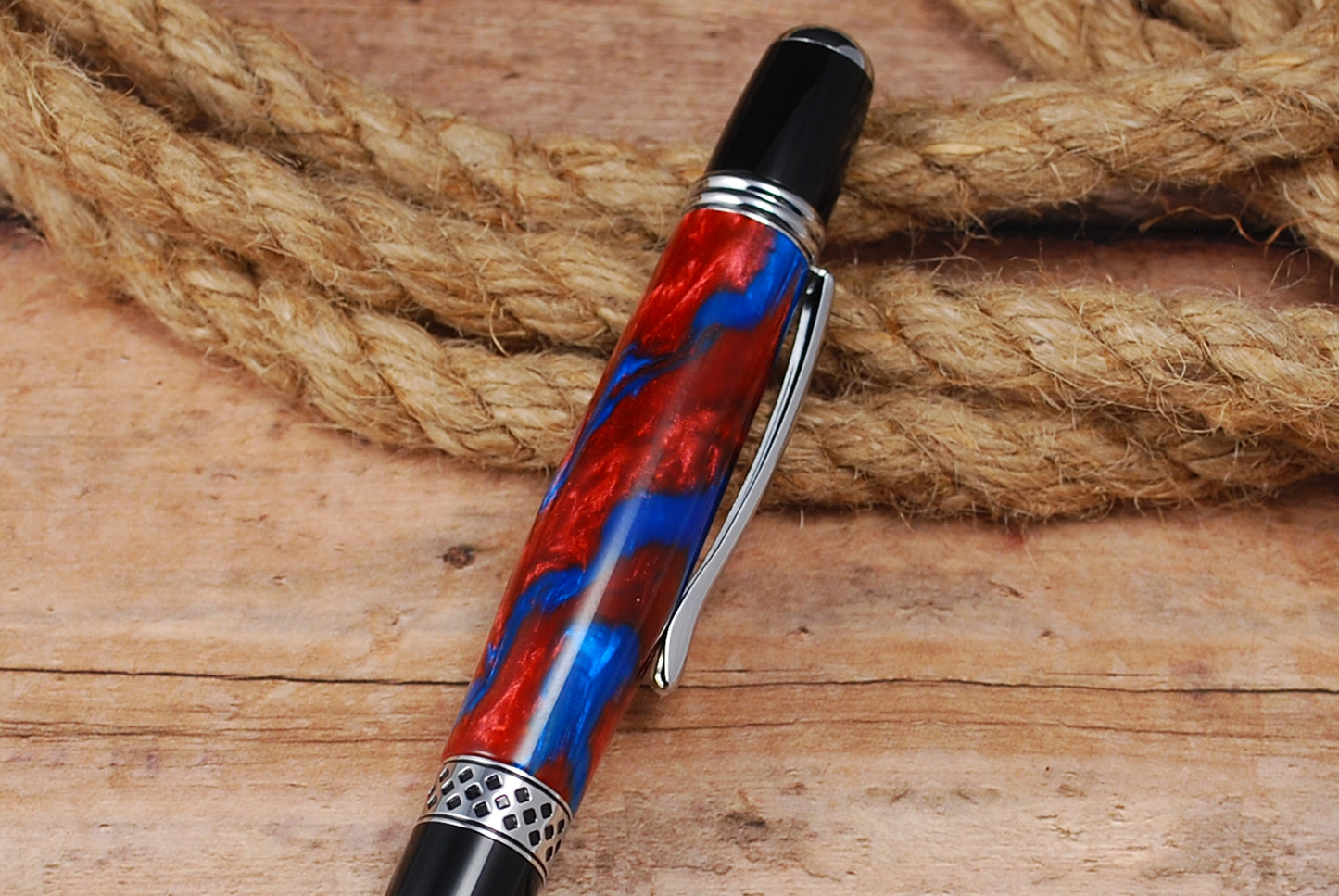 Mesa Ball Point Pen - Chrome with Superman Color Resin Barrell