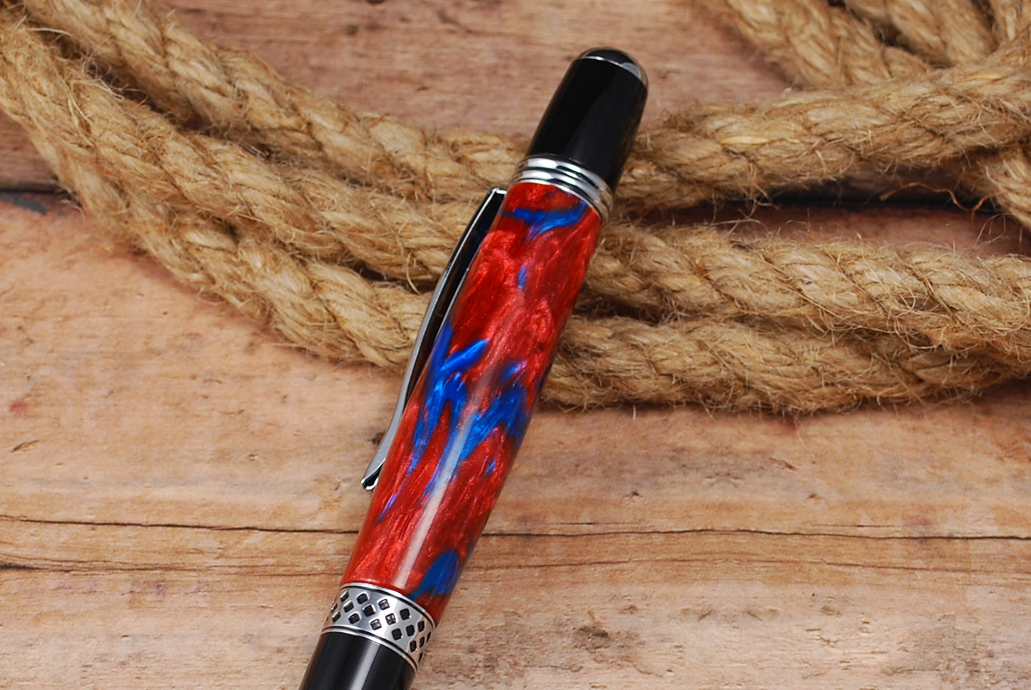 Mesa Ball Point Pen - Chrome with Superman Color Resin Barrell