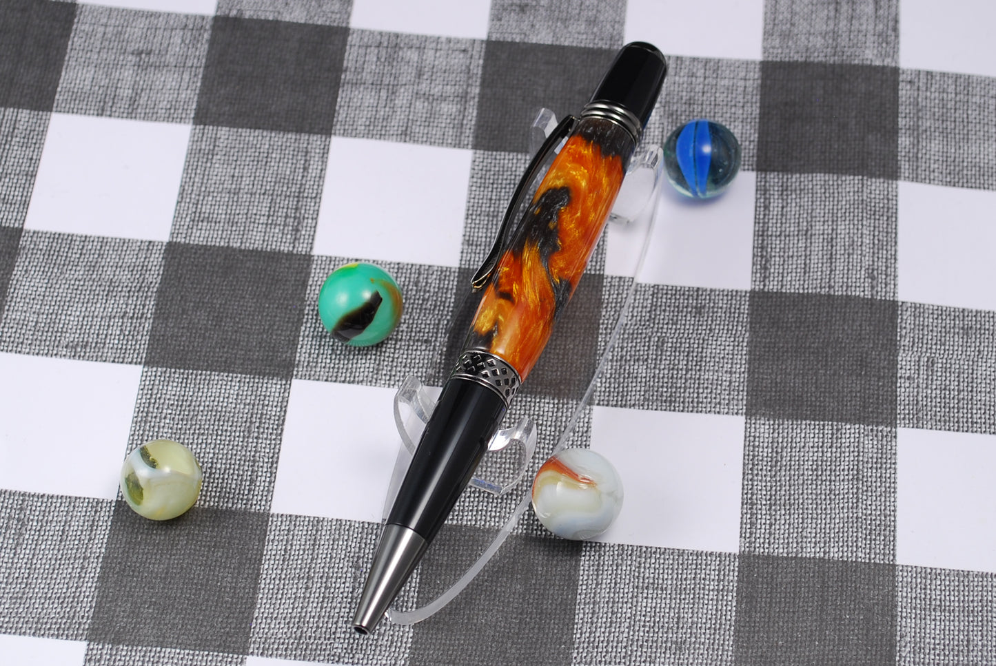 Mesa Ball Point Pen - Gun Metal with Gold / Copper and Gray Resin Barrell