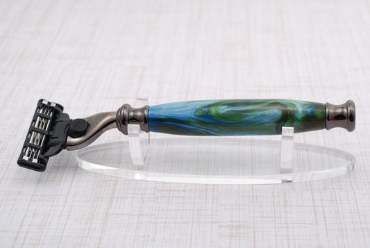 Mach3 Razor - Chrome with a Green and Blue Resin Handle