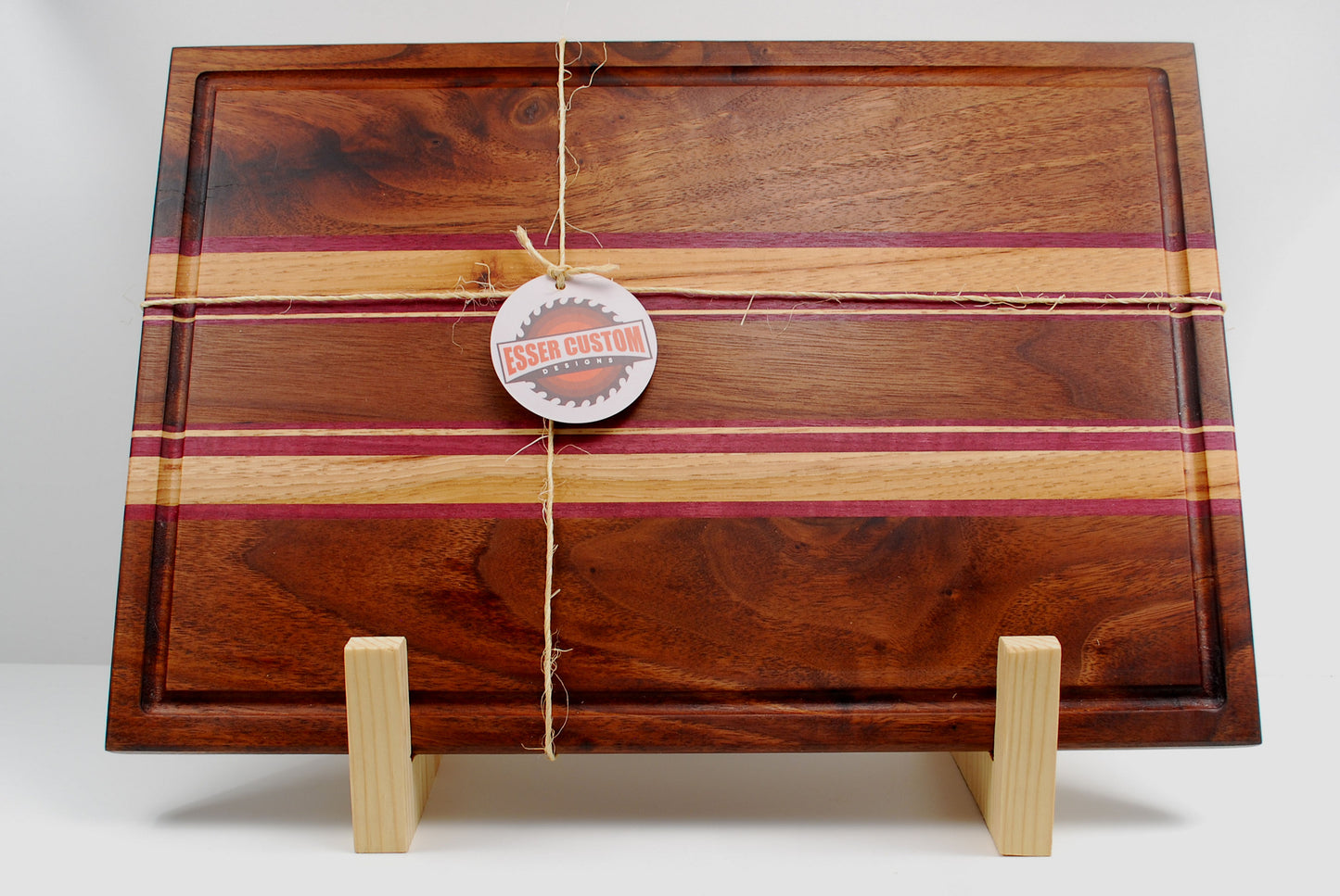 Wood Cutting Board - Walnut, Purple Heart and Ash Wood