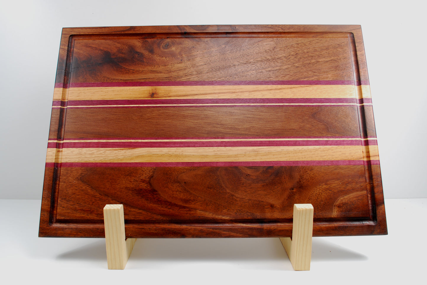 Wood Cutting Board - Walnut, Purple Heart and Ash Wood