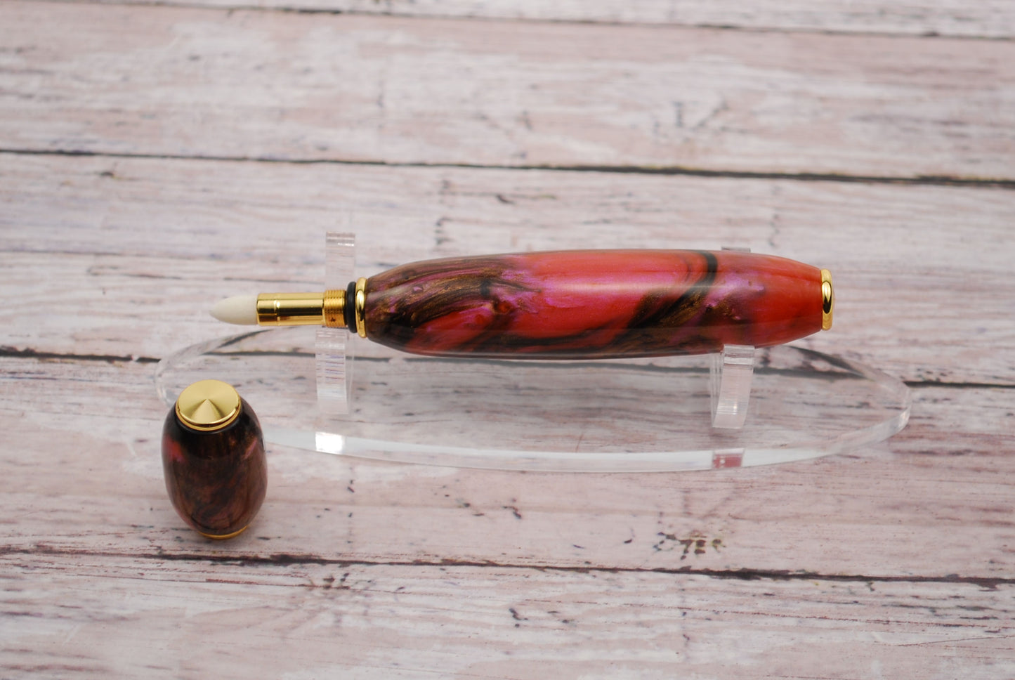 Perfume Fragrance Applicator - Coral and Brown Resin Barrell
