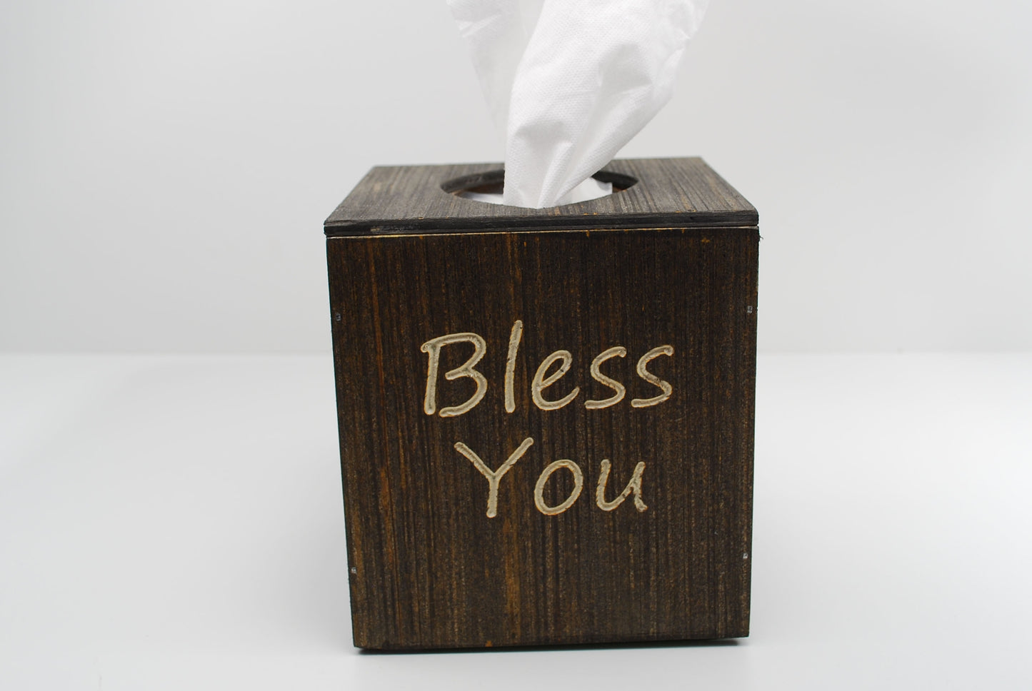 Bless You Wood Tissue Box Cover