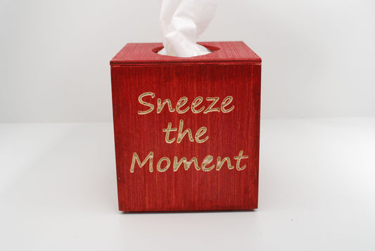 Sneeze the Moment Wood Tissue Box Cover
